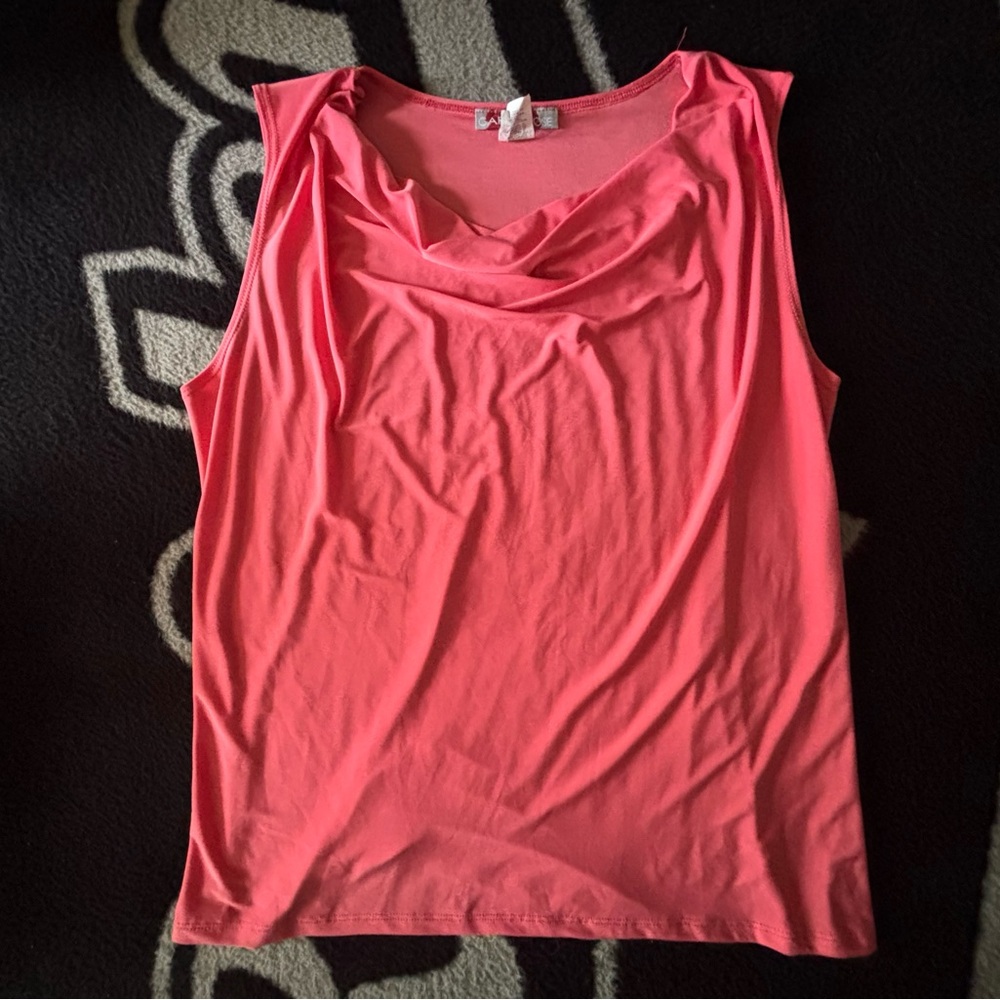 Carol Rose Coral Draped Sleeveless Tank Top
